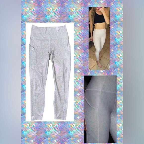Fabletics Oasis Iridescent Sparkle High Waisted Pure Luxe 7/8 Pocket Leggings - Picture 2 of 6